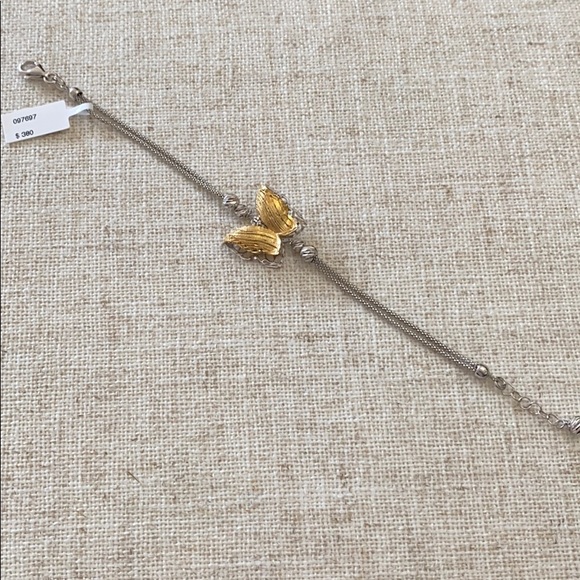 Italian Jewelry Silver Two Tone Butterfly Bracelet